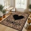 Leopard Floral Theme Soft Crystal Velvet Rug Custom Name & Text Print Non Slip Floor Rug for Bedroom Living Room