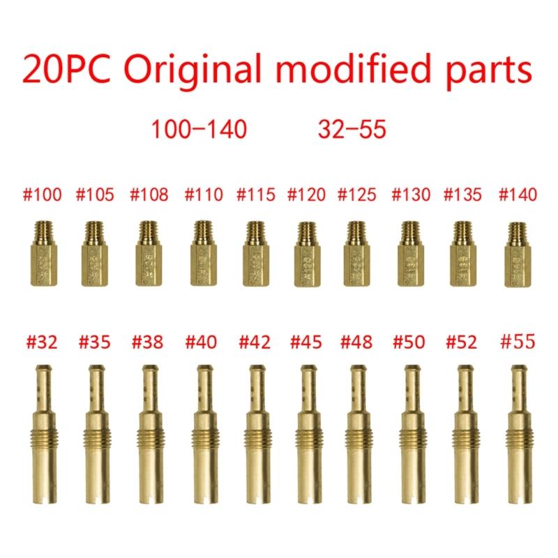 20Pcs Motorcycle Carburetor Main Jets Slow Pilot Jets for PWK PWM CVK #32-#140 Main/Pilot Jet Vice Injector Nozzle