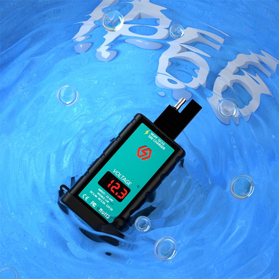 Motorcycle Dual USB Charger QC3.0 Fast Charger with Voltmeter Power Switch Integrated SAE Socket 1.4 M OT Terminal Cable