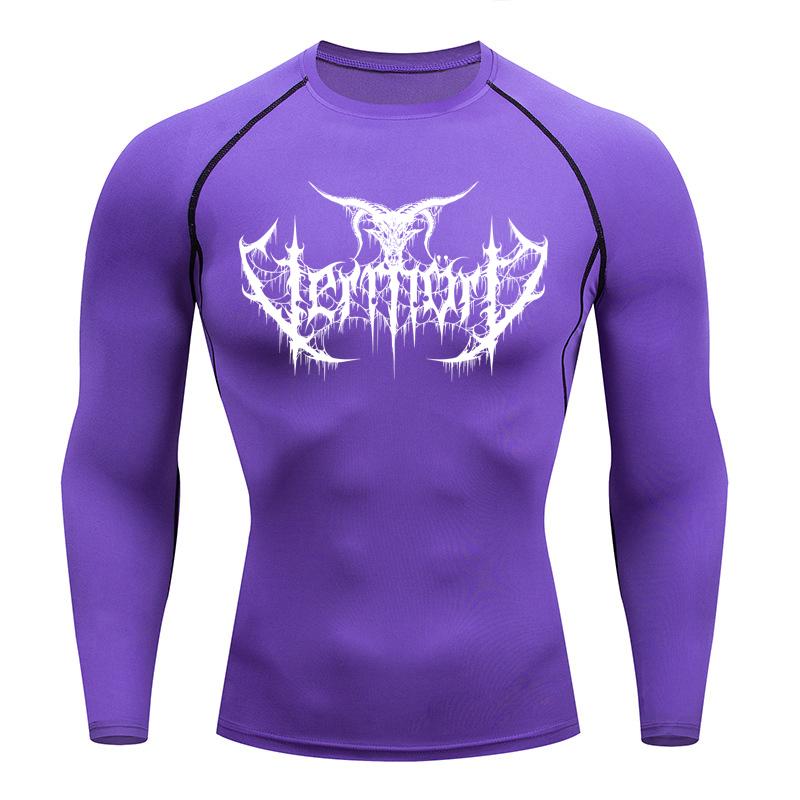 

Компресійна сорочка чоловіча коротка бігова футболка тренажерний зал спортивний топ швидковисихаючий дихаючий чорний фітнес спортивний одяг бодібілдинг одяг XXXL фіолетовий