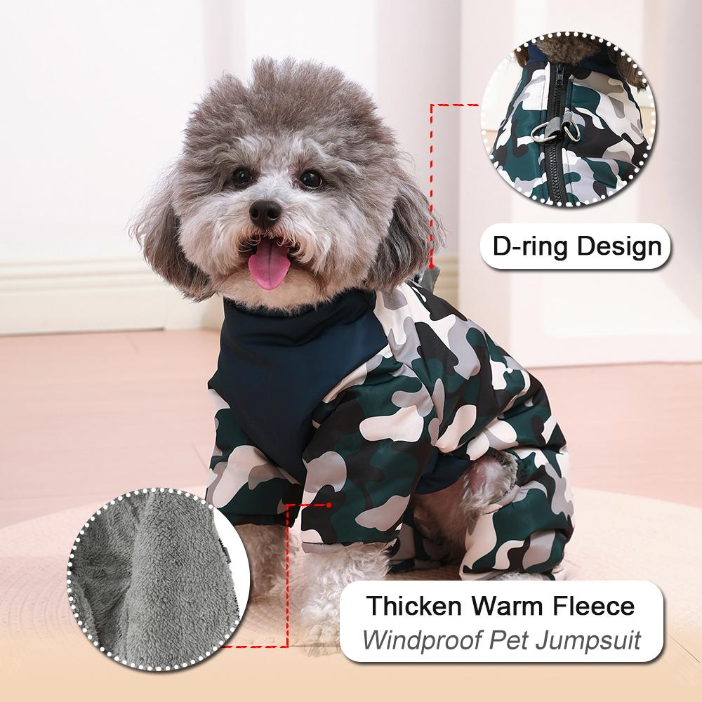 Thick Pet Puppy Jumpsuit Clothes Winter Warm Dog Coat Jacket For Small Dogs Waterproof Camouflage Chihuahua Pug Overalls Costume