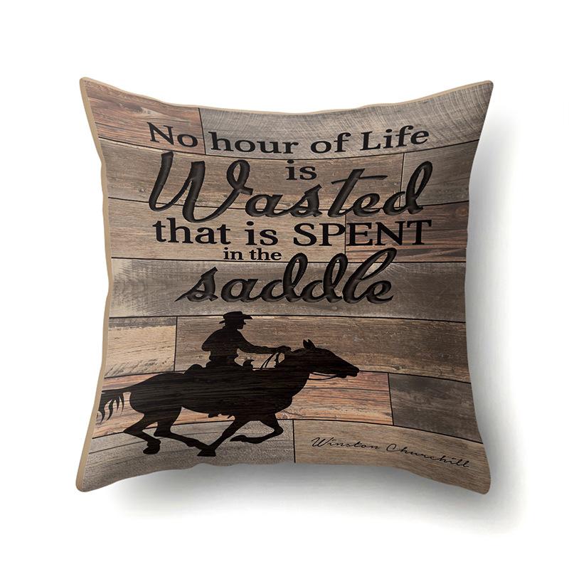 Polyester Pillowcase, Automotive Retro Wood Grain Printing Pillowcase, Waist Cushion Cover, English Cushion, Bedside Cushion Cover