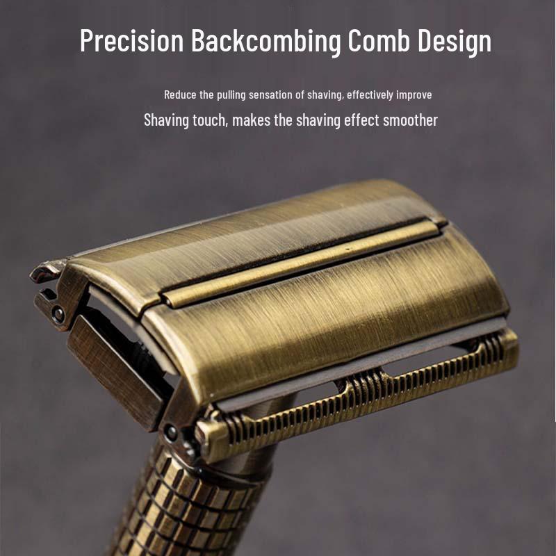 Classic Brass Double-Sided Safety Razor with Twist-Off Head