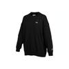 Solid Color Logo Back Fleece-Lined Long Sleeve Hoodie for Women In Black