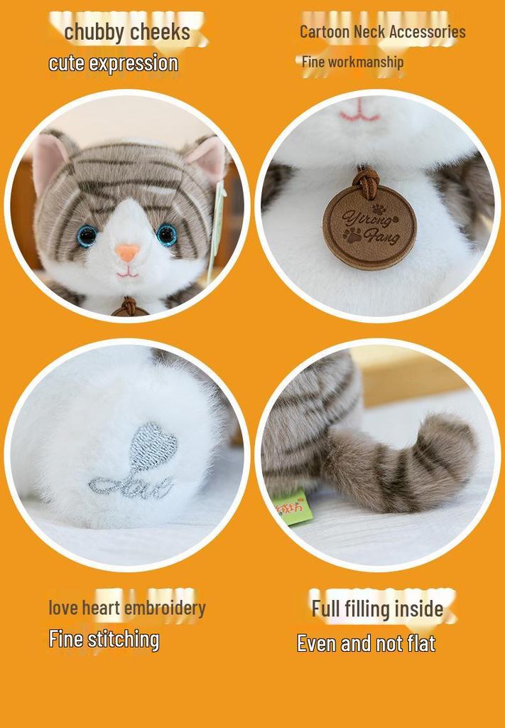 Striped Cat Plush Doll for Kids' Sleep Comfort & Desk Decor