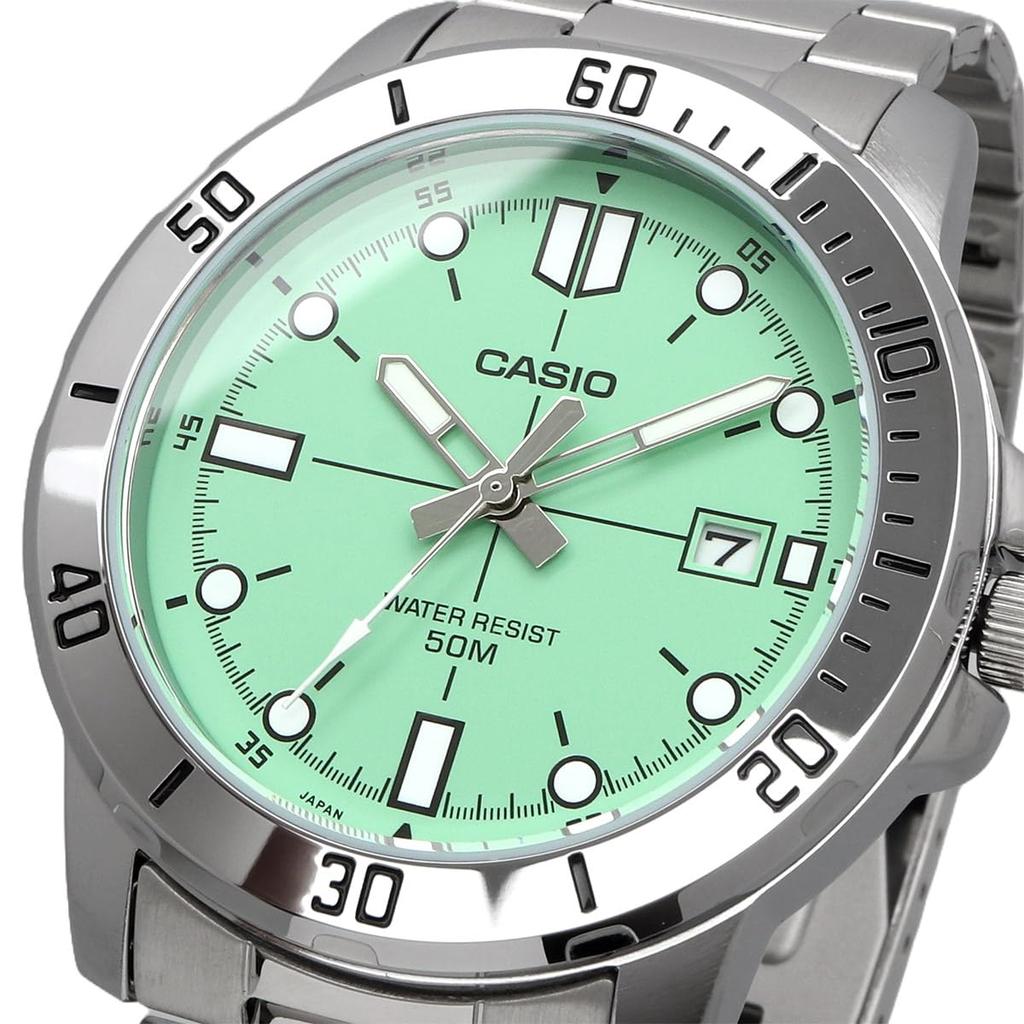 Casio Standard Analog Quartz Men's Watch MTP-VD01D-3E1V with Metal Band, Pastel Mint Green, International Model [Parallel Import]