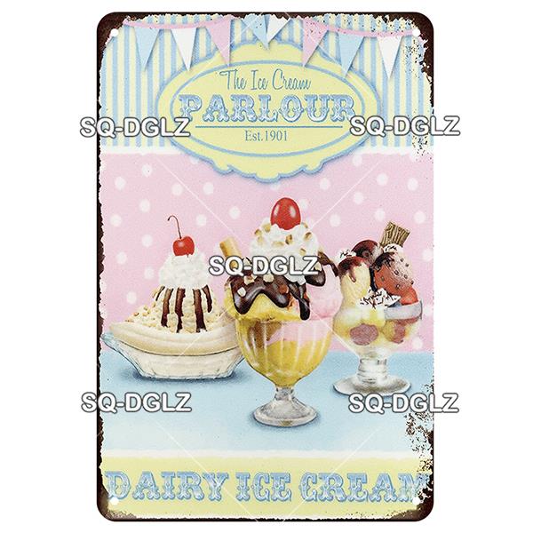 [SQ-DGLZ] Milkshake Metal Sign Vintage Plaque Tin Sign Wall Decoration Home Decor Bar Sign Home Decor Ice Cream Poster