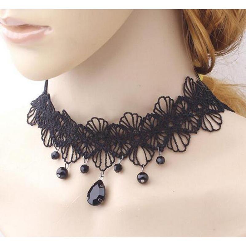 European and American Gothic style, lace necklace, collarbone chain, female choker, minimalist necklace, black punk accessory, collar, neckband