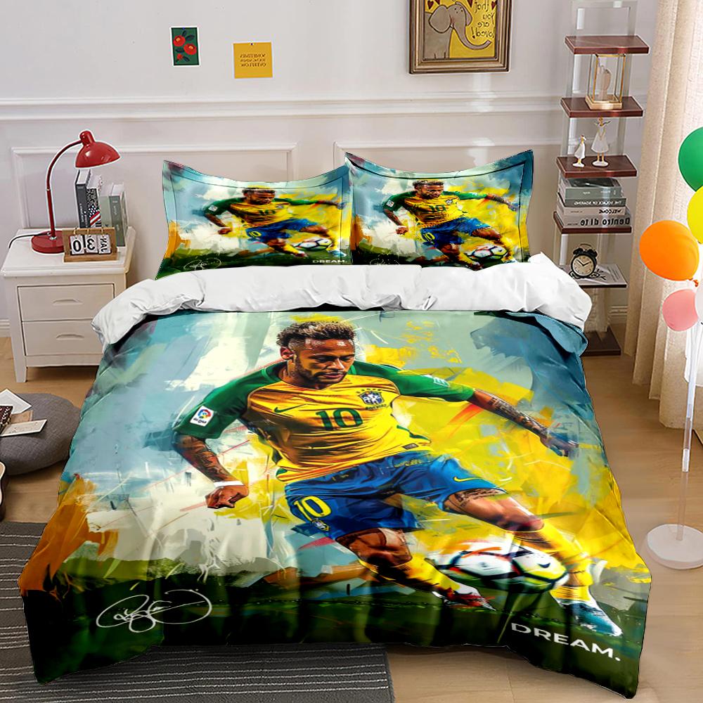 Fußballspieler Design Bettwäscheset Bettwäscheset (1 Bettbezug, 2 Kissenbezüge, Bettdecke nicht enthalten)
