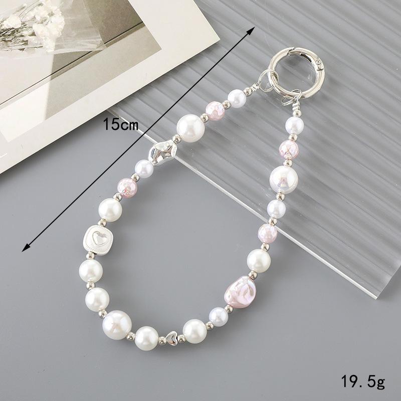 New Pearl Bow Beaded Pendant Phone Case Charm Wrist Strap Lanyard