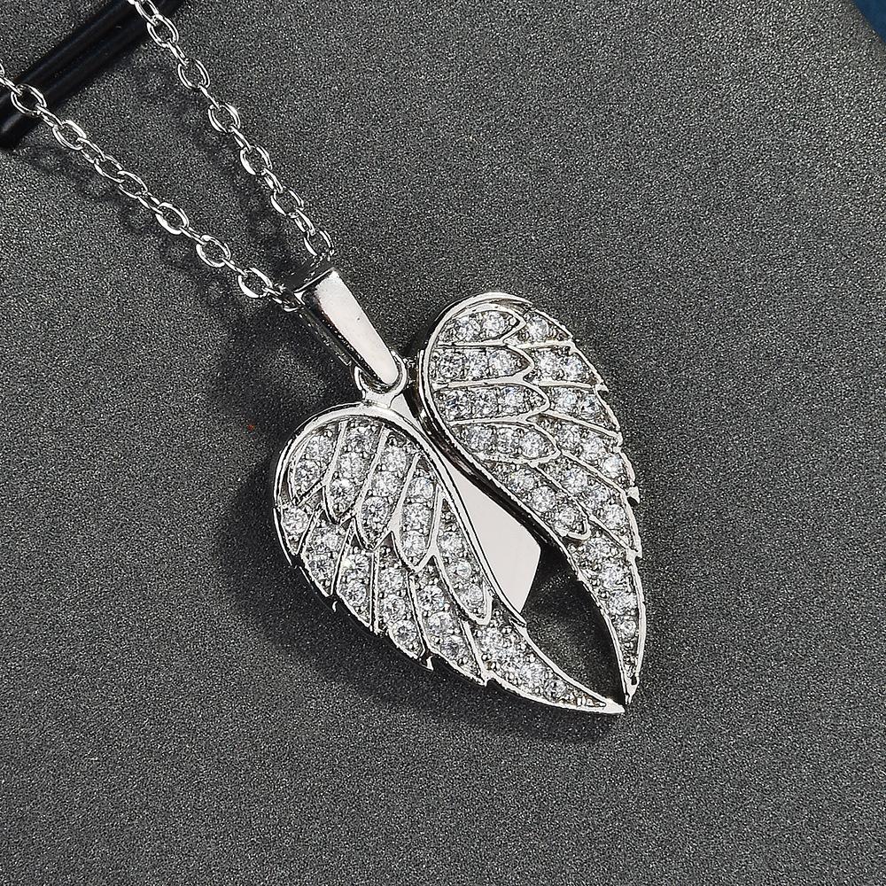 Pin Turkish Open And Close Engraved Love Wings Necklace Women S Fashion Heart Collarbone Chain