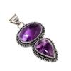 Natürlicher Amethyst Edelstein Handgefertigt 925 Sterling Silber Schmuck Anhänger, Doppelsteinanhänger, Weihnachtsgeschenk für Sie Schmuck für besondere Anlässe