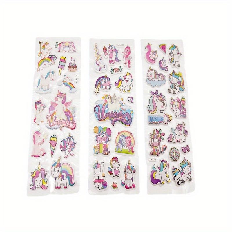8sheets/pack Cute Unicorn 3D Bubble- stickers suitable for scrapbooks, and DIY scenes using, reward gifts, birthday gift sticker