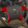 For Chevrolet Silverado Sierra 2007-2013 Red Black Carbon Fiber Look Car Steering Wheel Button Cover Trim Sticker