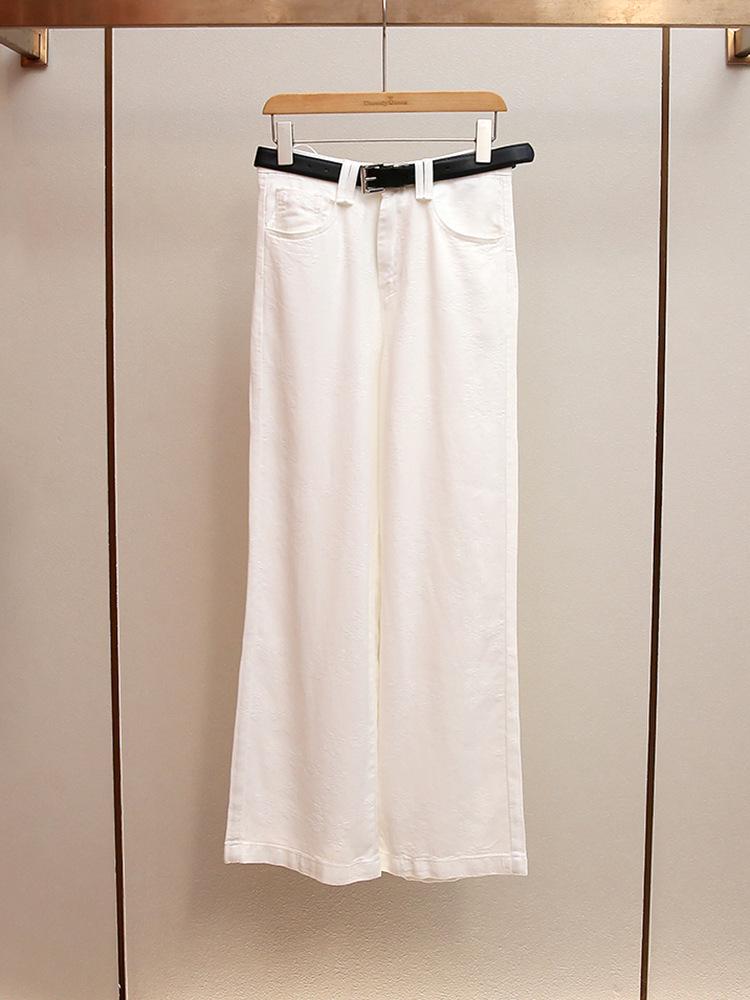 

Autumn French A-line High-Waisted Embroidered Jeans for Women M белый