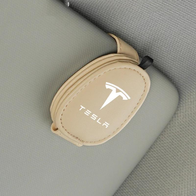 

Car Sticker Tesla Car Interior Glasses Clip Sunshade Storage Brace Auto Accessories For Tesla Model 3 Model S X Model Y Roadster бежевий