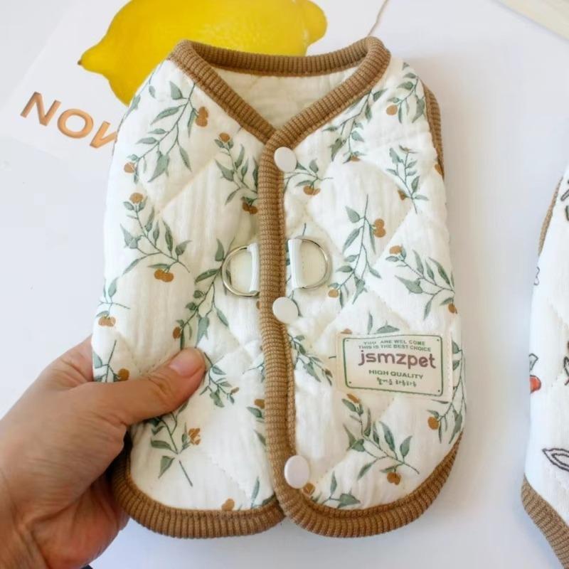 Fashion Cute Rabbit Printed Pet Dog Clothes Winter Warm Pet Supplies Teddy Bear Coat with Velvet Jacket Puppy Clothes Vest Gift