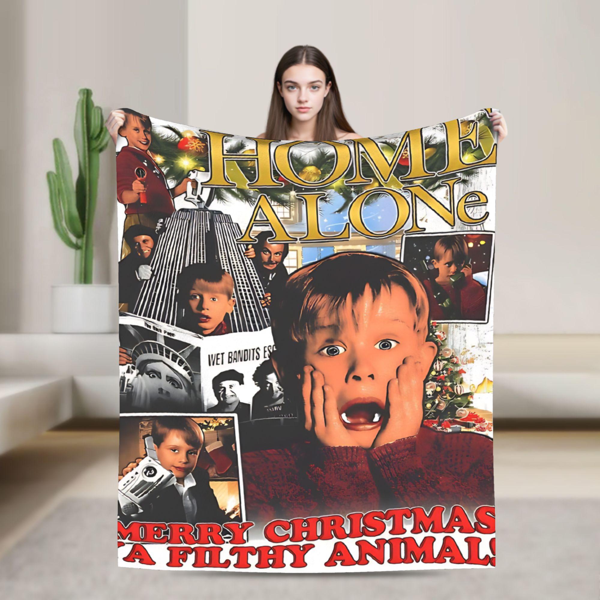 

Home Alone Merry Christmas Flannel Blanket Super Soft Throw Blanket for Home Decor Travel Funny Bedspread Sofa Bed Cover 75x90cm