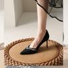 High heels women's new rhinestone thin heel design sense niche single shoes are not tired