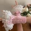 Y2k Lace Knitted Gloves Foot Warmer Lolita Hand Sleeves Fairy Bow Knot Gloves  For Women/Girls