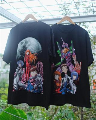 Summer Retro New Century Evangelion Initial Machine And Three Eligible Unisex And Unisex Street Loose Cotton Short Sleeved Tshirt