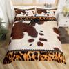 Cowhide Sunflower Duvet Cover Western Farm Animal Skin Bedding Set Microfiber Cow Fur Comforter Cover Twin For Boys Girls Room