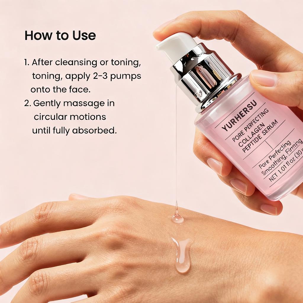 Siero Viso con Peptidi di Collagene Rimuovi Rughe Lifting Rassodante Attenua Linee Sottili Essenza Anti-Aging Illumina Nutre Cura della Pelle