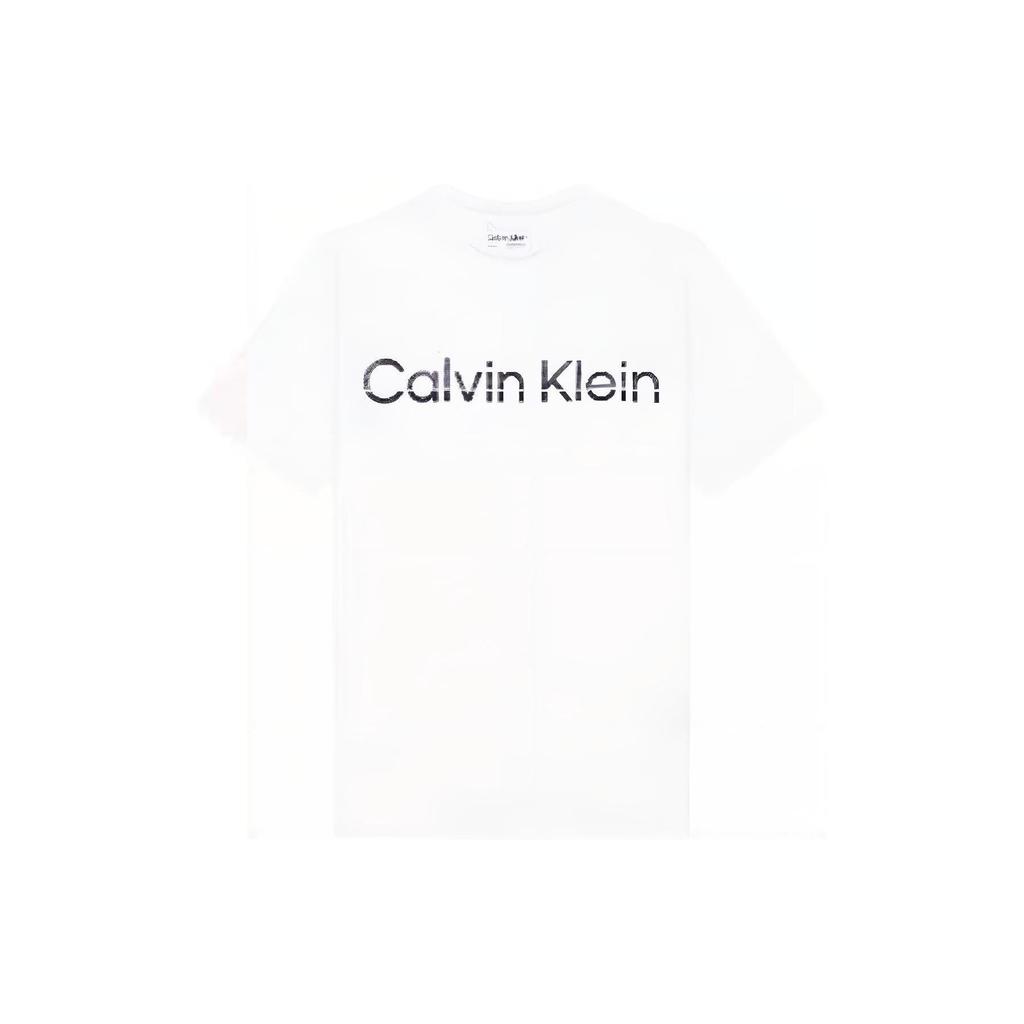 Calvin Klein Ss23 Letter Print Crew Neck Short Sleeve T-Shirt Men Tops White 40MC800-540