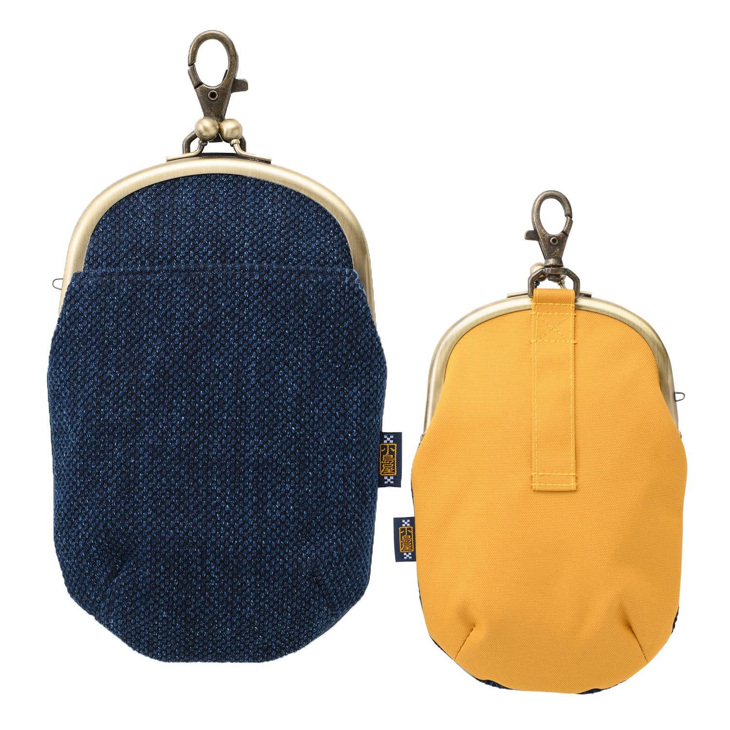 

Kyoto Hidewa Gamaguchi Seisakusho x Kojimaya Bushu True Indigo Dye Sashiko Gamaguchi Chalk Bag Gamaguchi Smartphone Shoulder Everyday Made in Blue x