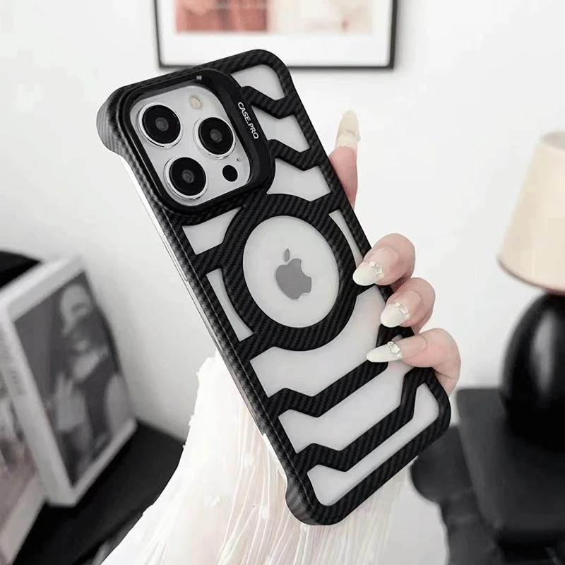 

Carbon FiberFramelessLensInvisibleBracketMagneticAbsorptionHeatDissipationMobilePhoneCase For APPLE iPhone16 15 14 13 12 Pro Max For iPhone 12Pro