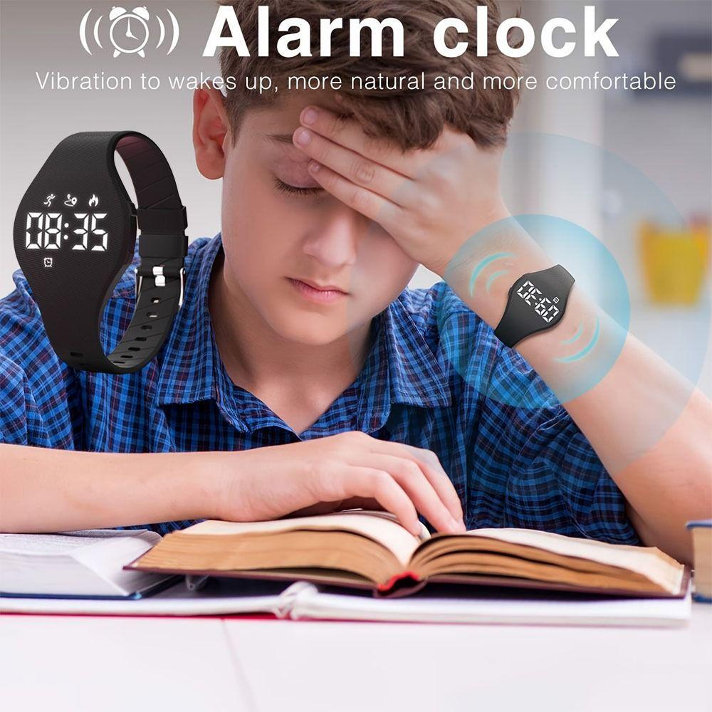 LED Digital Vibrating Alarm Clock Waterproof Electronic Watch Fashion Silent Wristband  Teenager