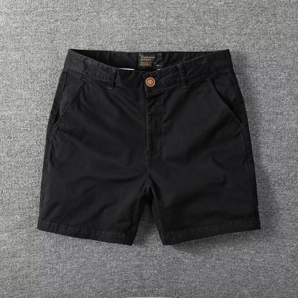 Summer Men's Slim Fit Straight Shorts Men Casual Workwear Beach Shorts Male Elastic Waist Multi Pockets Sportwear Men Cotton Pants