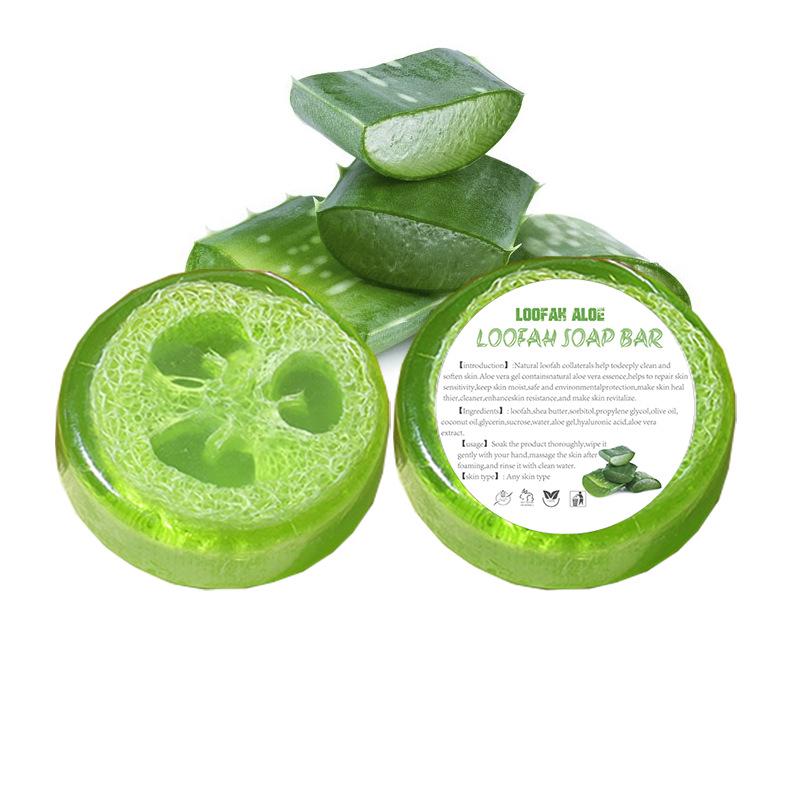 Sapone Spugna Luffa al Limone Fatto a Mano - 100g Sapone Detergente con Olio Essenziale Sale Marino Rosa e Spugna Luffa per Viso e Corpo.