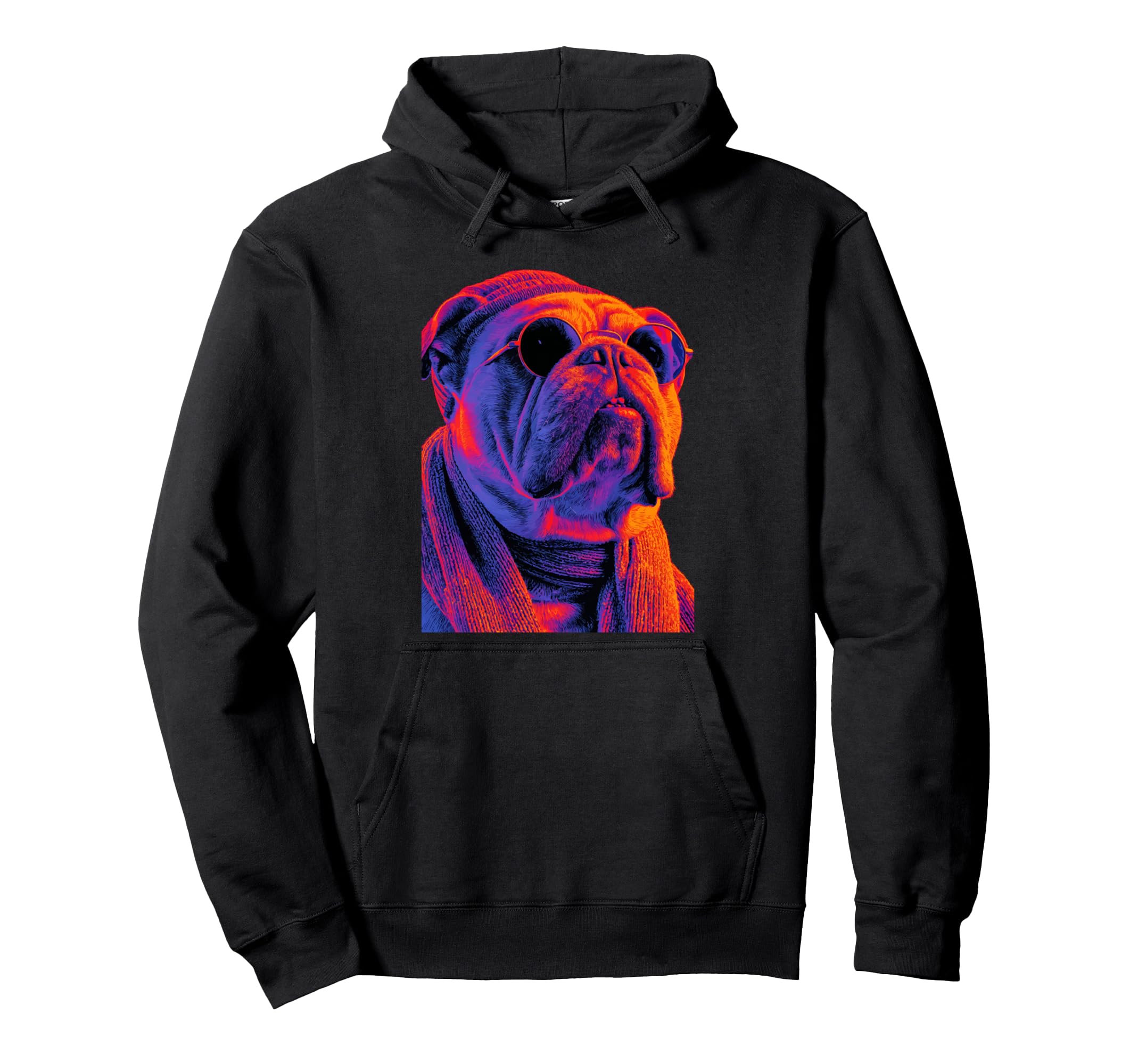 

British Bulldog Sunglasses Scarf Retro Winter Hipster Dog Hoodie