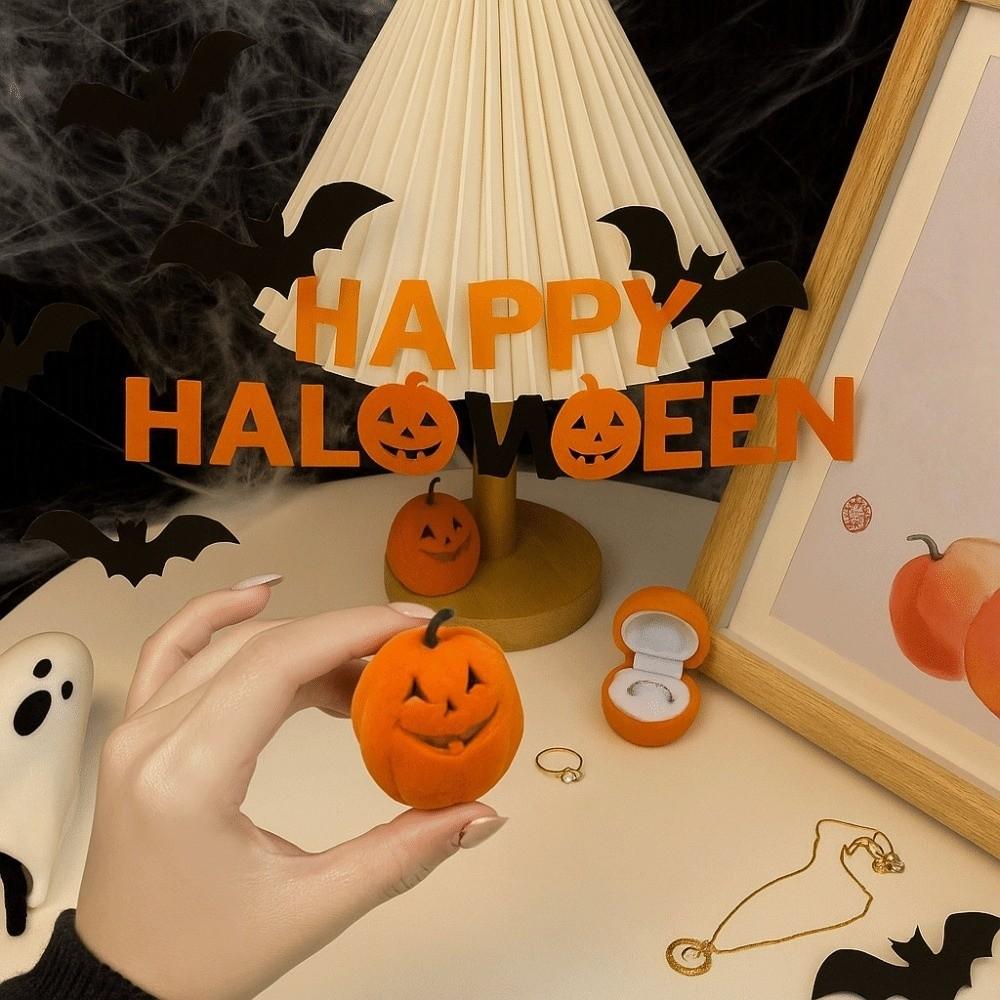 Anti-collision Pumpkin Rings Box Wedding Flannel Jewelry Organizer Marriage Anniversary