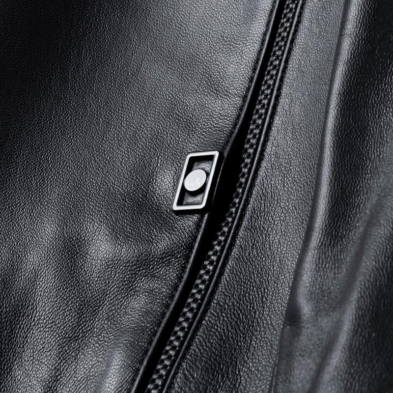 Futing Men's Sheepskin Baseball Collar Leather Jacket