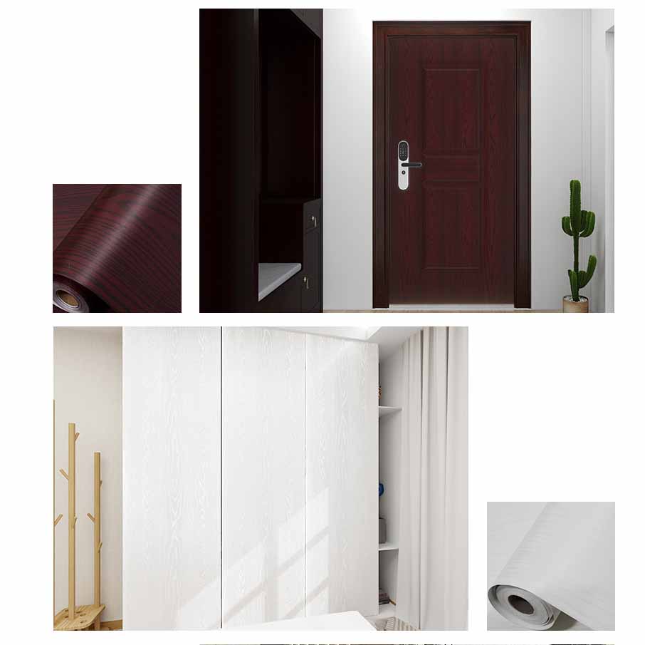 Wood Grain Self-Adhesive Film Waterproof Vinyl Wrap Furniture Renovation Home Decor Cabinets Wardrobes Tables Makeovers