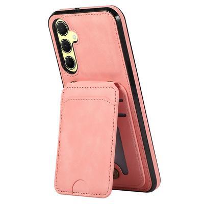 For Samsung Galaxy S25/S24 Case Card Holder Kickstand Leather + TPU Phone Cover with Shoulder Strap
