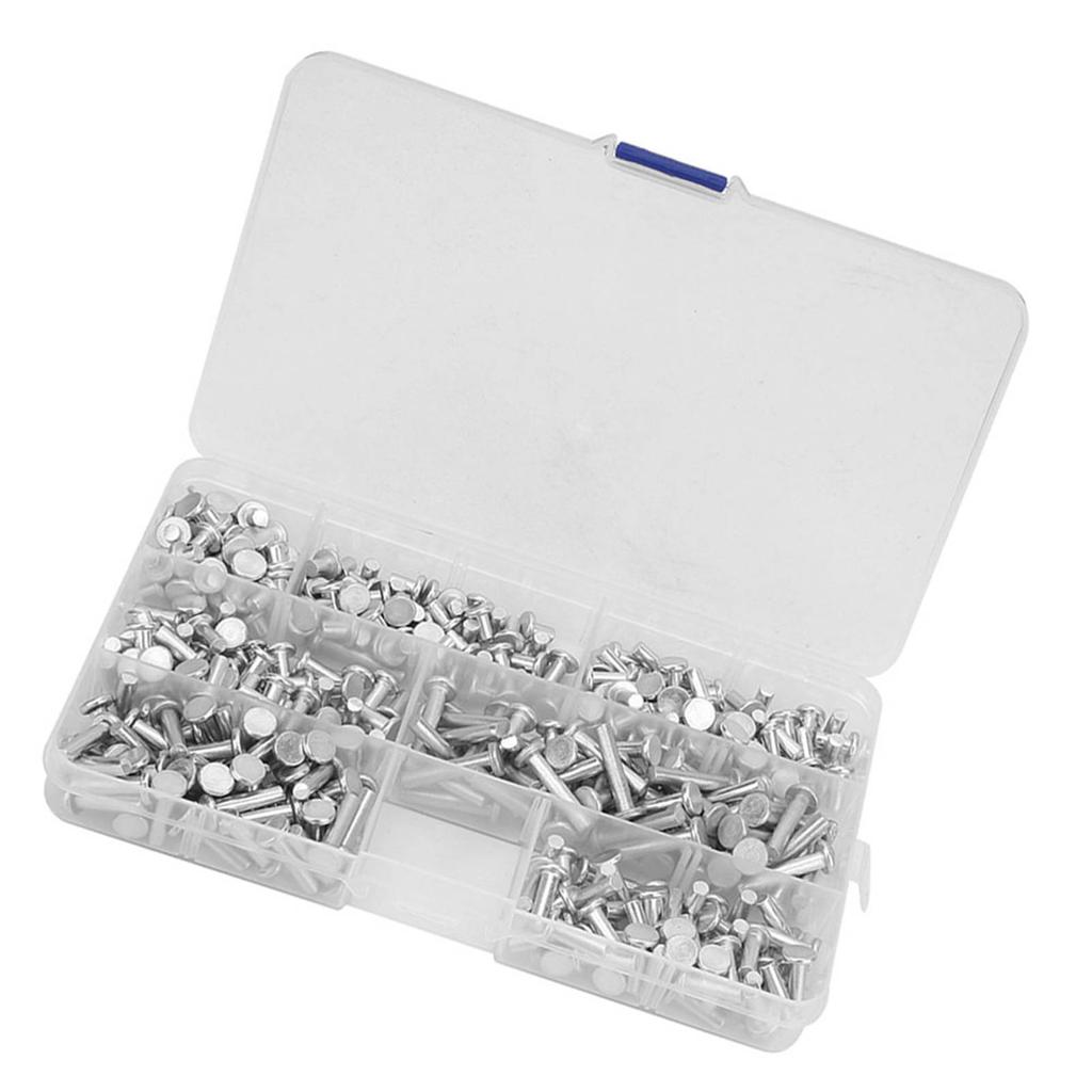 350pcs M4 Flat Head Solid Aluminum Rivets Assortment Kit Length 4 6 8 10 12 16 20mm