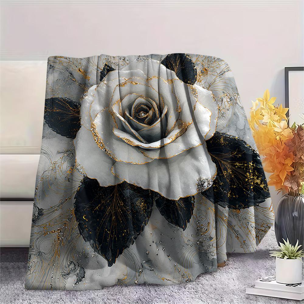 

Camellia Print Flannel Blanket, High quality Comfortable for All Seasons, Home Decor, Warmth and Comfort, Perfect for Christmas Gifts 80cm x 120cm