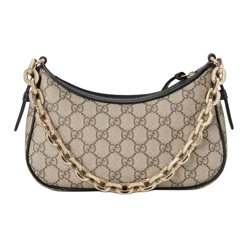 Gucci GG Emblem Double G All Over Print Design GG Coated Fabric Shoulder Bag Small Women Shoulder Bag Beige Dark-Brown 847447-FAD6L-9741