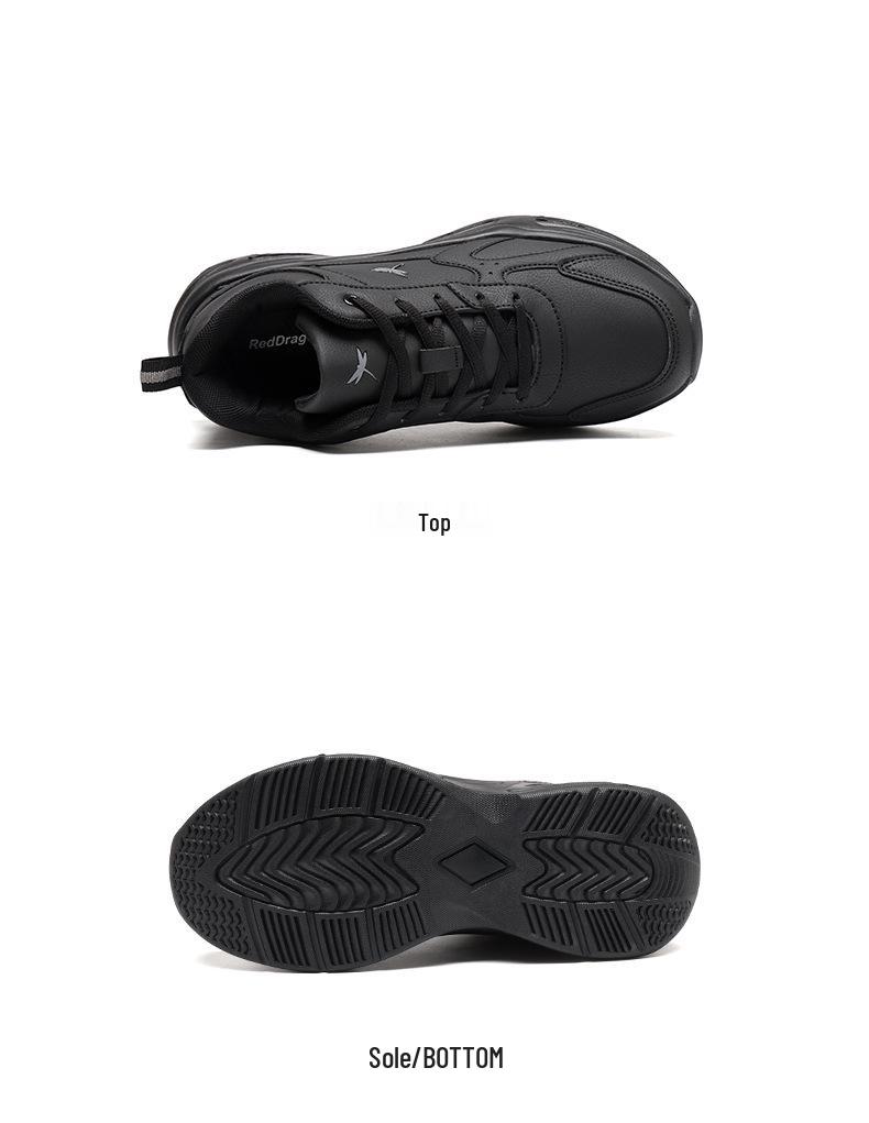 Red Dragonfly Men's Black Warrior Sports Shoes: Spring/Autumn, Thick Sole, Height-Boosting, Waterproof, Trendy Casual Dad Shoes.