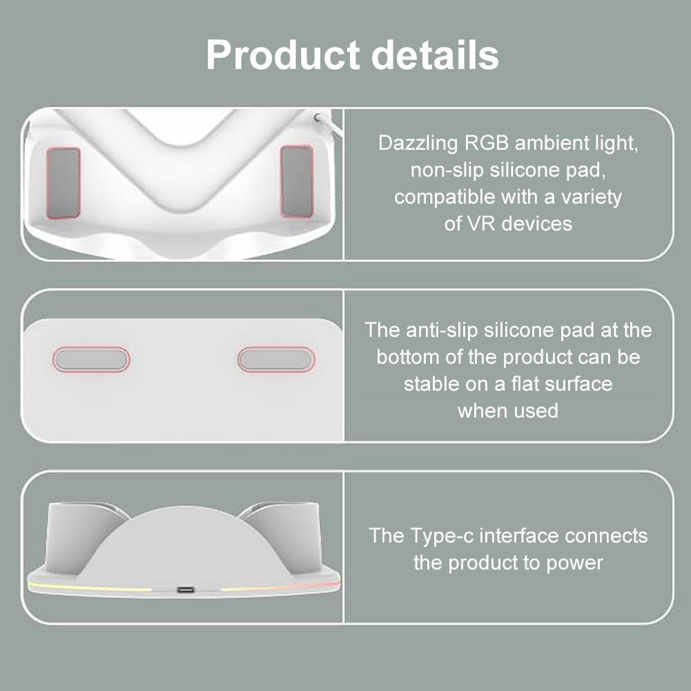 For Meta Quest 3S VR Charging Dock Charging Station VR Headest Fast Charging Station Headset Display Stand and Controller Mount