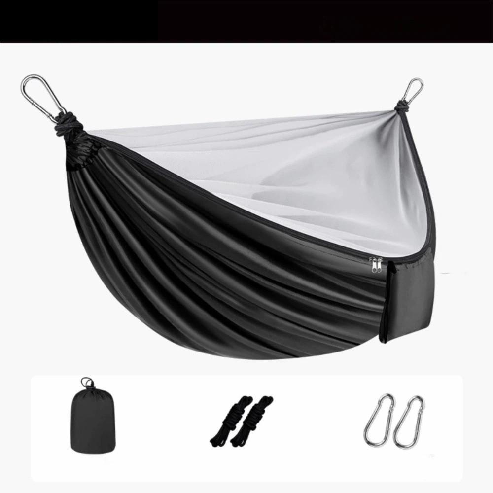 Relaxation Thickened Camping Hammock Anti-Mosquito 270x140cm Hanging Hammocks Anti Rollover Quick Setup Double Hammock Hiking чёрный