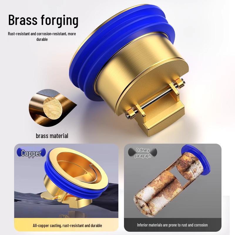 Universal Anti-Clog All-Copper Floor Drain Core - Odor-Proof, High Water Volume, Insect-Resistant, Anti-Backflow for Bathroom and Toilet.