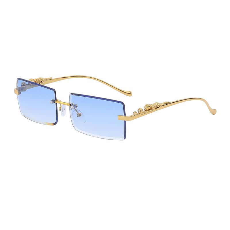 Frameless Sunglasses Women'S Square Leopard Sunglasses Men'S Trendy Glasses Shades