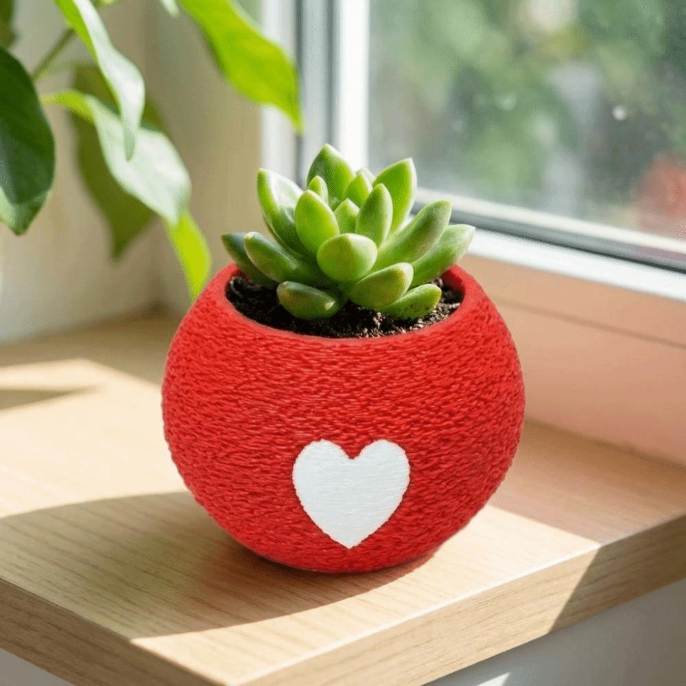 Mini 3D Printed Plant Pot Heart Pattern Eco-Friendly Planter Unique Bonsai Pots Office