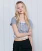 LALAFOX Lace Trim Eyelet Slim T-Shirt Gray Bs2Ch017
