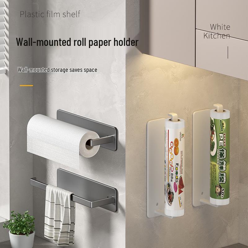 Wall-Mounted Kitchen Paper Towel Holder and Storage Rack
