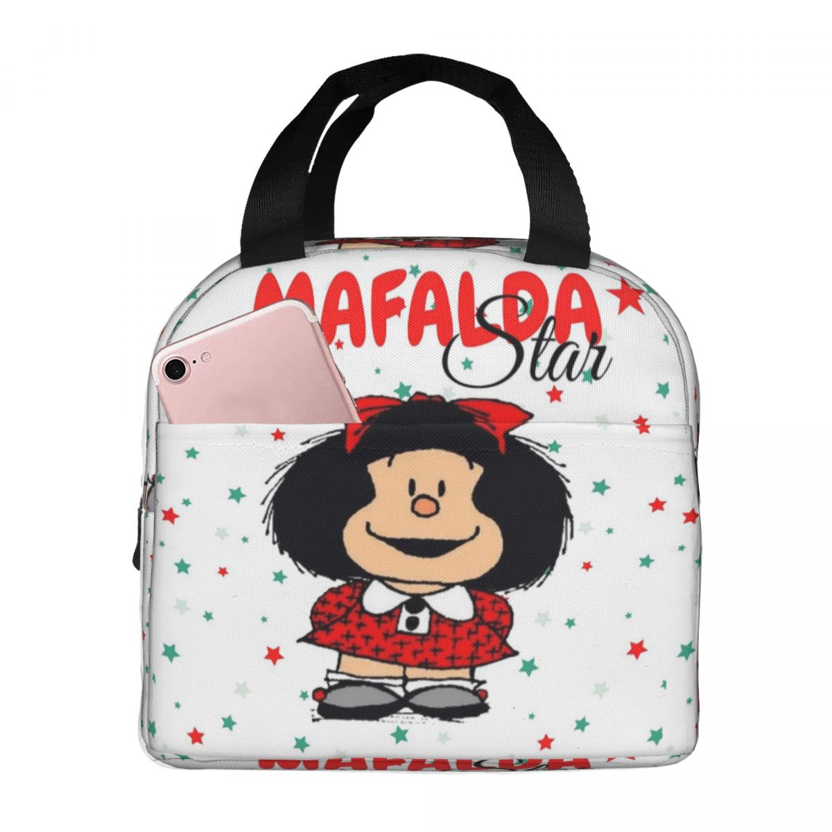 Happy Mafalda Manga Quino Comic Insulated Lunch Bag for Women Children Leakproof Food Boxes Thermal Lunch Box Tote One Size